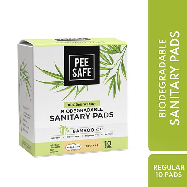 Netmeds | Pee Safe 100% Organic Cotton Biodegradable Sanitary Pads (Regular) 10's