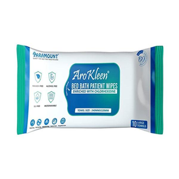 AroKleen Bed Bath Patient Wipes - Chlorhexidine (240 mm x 320 mm) (Pack of 5 x 10's) 1's - Drapes,Caps & Gowns