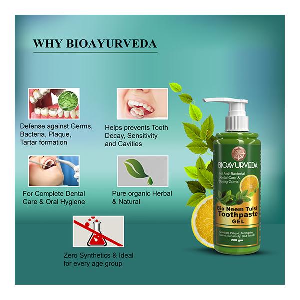 Bioayurveda Bio Neem Tulsi Toothpaste Gel 200 gm - Toothpaste