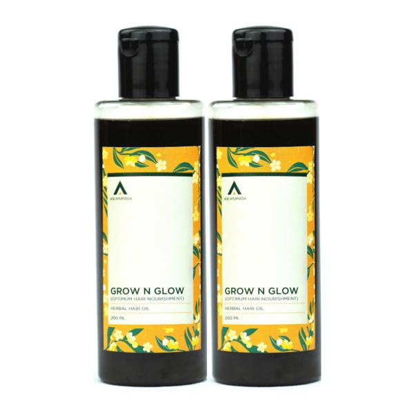 Netmeds | Age Ayurveda Grow N Glow Herbal Hair Oil (Pack of 2 x 200 ml)