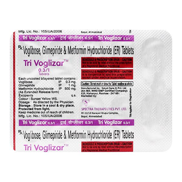 TRIVOGLIZAR 0.3/1 Tablet 10's - Diabetes-Ant