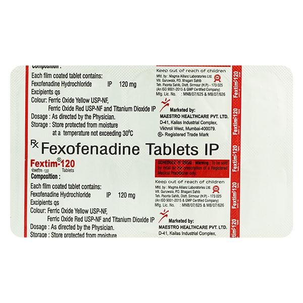 Fextim 120mg Tablet 10'S - Allergies-Ant