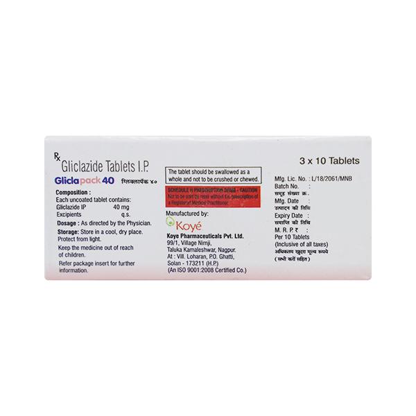 Gliclapack 40mg Tablet 30'S - Diabetes-Ant