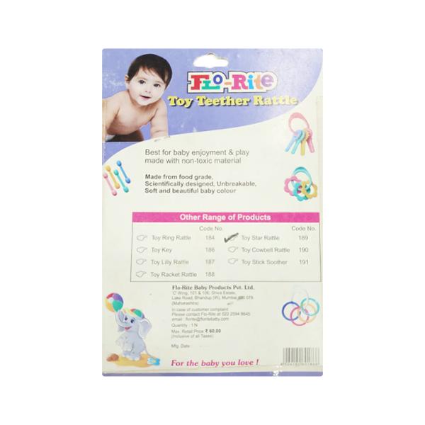 Flo-Rite Toy Teether Rattle - Toy Star 1's - Pacifiers & Teethers