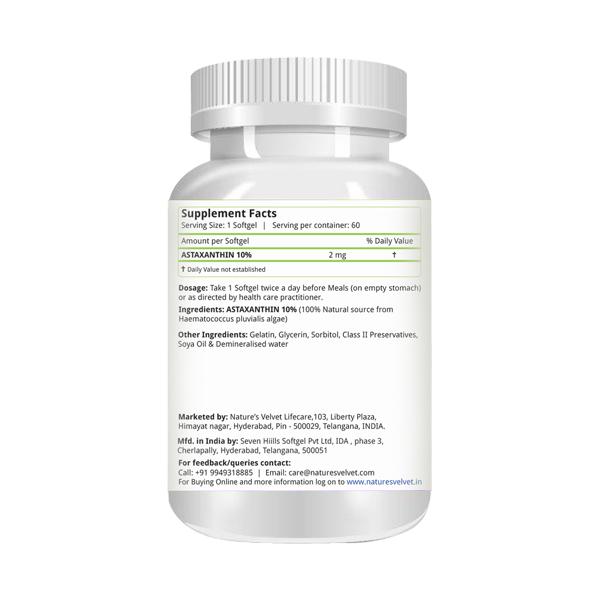 Natures Velvet Astaxanthin 2 mg Softgel 60's - Speciality Medicines