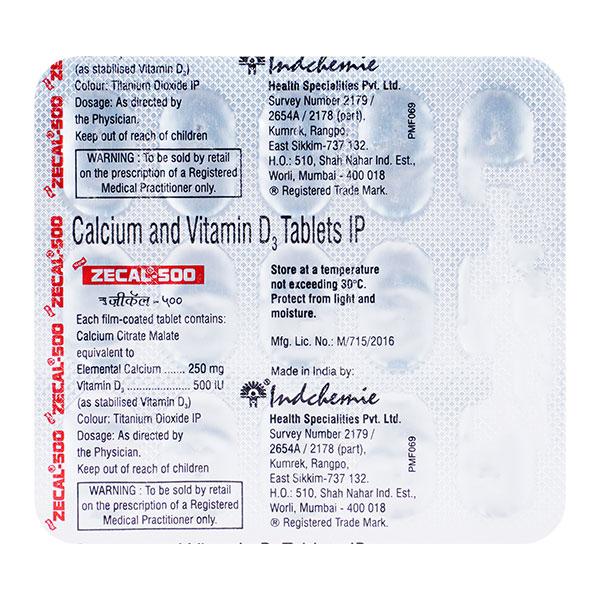 Zecal New 500 Tablet 15'S - Supplements-Cal