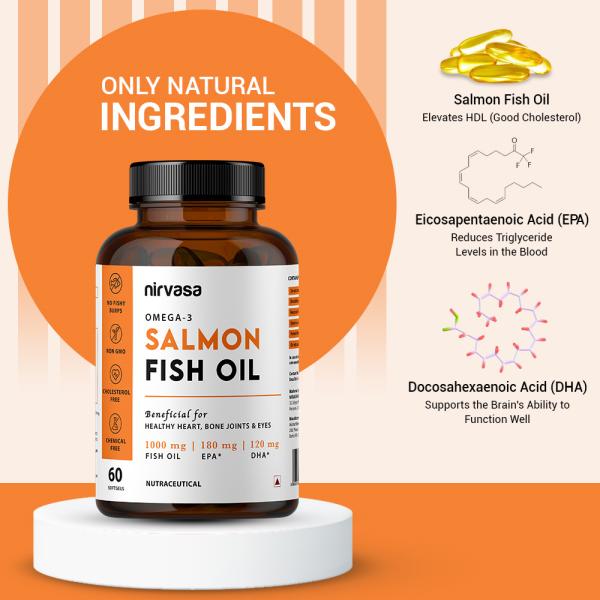 Nirvasa Omega-3 Salmon Fish Oil Capsule (Pack of 4 x 60's) 1's - Omega Fish Oil Fatty Acids