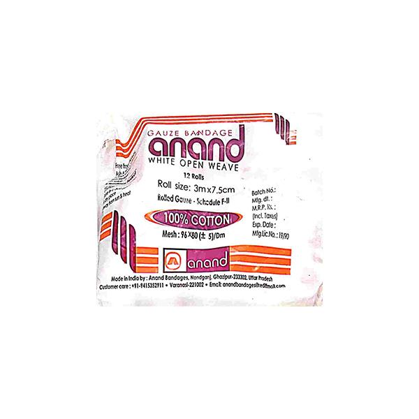 Netmeds | Anand Roller Gauze Bandage (7.5 cm x 3 m) 12's