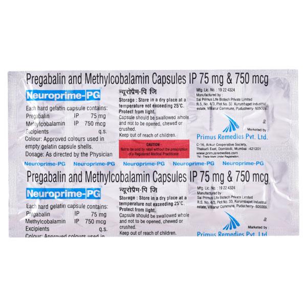 Neuroprime PG 75/750mcg Capsule 10'S - Neuropathic Pain-Dru