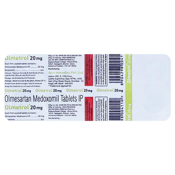 OLMETROL 20mg Tablet 10's - Hypertension-Ang