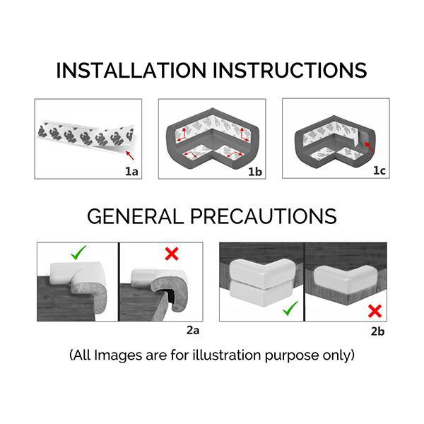 Baby Safety Inc Safe-O-Kid - High Qualityhigh Density U Shaped Nbr Corner Cushions - Black (Pack of 4) - Baby Safety