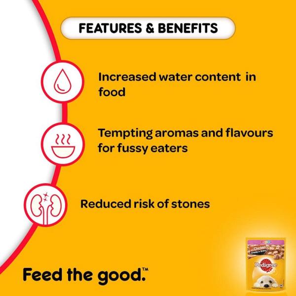 Pedigree Puppy Chicken & Liver Chunks Flavour in Gravy with Vegetables (Pack of 70gm x 30) 2100 gm - Petfood