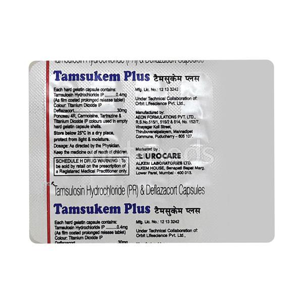Tamsukem Plus 0.4/30mg Capsule 10'S - Bladder And Prostate Disorders-Dru