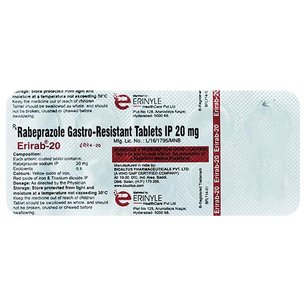 ERIRAB 20mg Tablet 10's - Ulcer/Reflux/Flatulence-Aaa