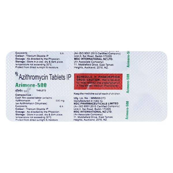 AZIMORE 500 Tablet 3's - Bacterial Infections-Mac