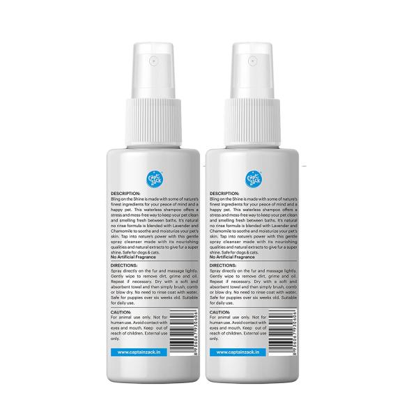 Capt. Zack Bling On The Shine Shampoo Spray (Pack of 2 x 50 ml) 1's - Pet Healthcare