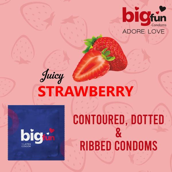 Bigfun Condoms - Juicy Strawberry 10's - Plain/Flavoured Condoms