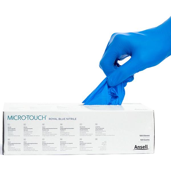 Ansell Micro Touch Nitrile Examination Gloves - Royal Blue (L) (Pack of 2 x 100's) - Gloves - S