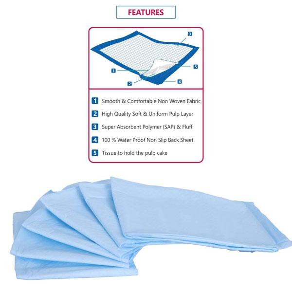 AroKleen Disposable Under Sheet (L) (90 x 60 cm) - For Hospital Patients 10's - Drapes,Caps & Gowns