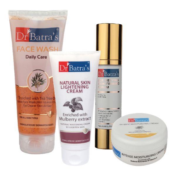 Netmeds | Dr Batra's Daily Care Face Wash 200 gm + Natural Skin Lightening Cream 100 gm + Age Defying Skin Firming Serum 50 gm + Intense Moisturizing Cream 100 gm