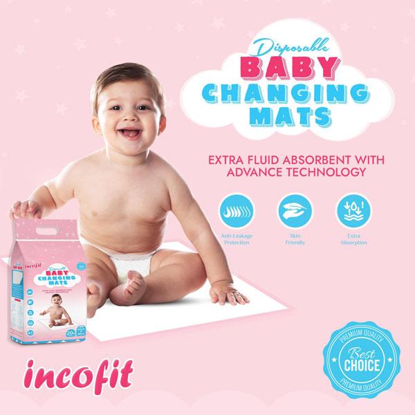 Incofit Disposable Baby Changing Mats (60 x 45 cm) 20's - Baby Bedding
