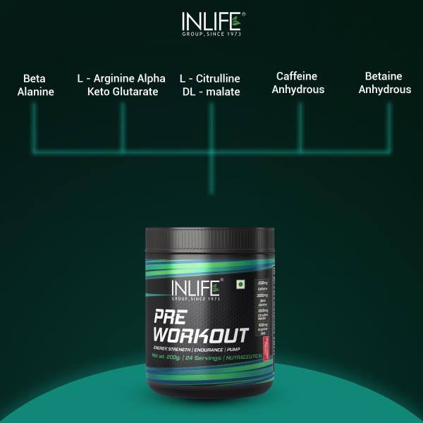 Inlife Pre Workout Powder - Watermelon Flavour 200 g - Workout Essentials