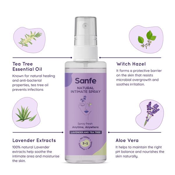Sanfe Natural Intimate Spray - Lavender and Tea Tree 50 ml - Intimate Care
