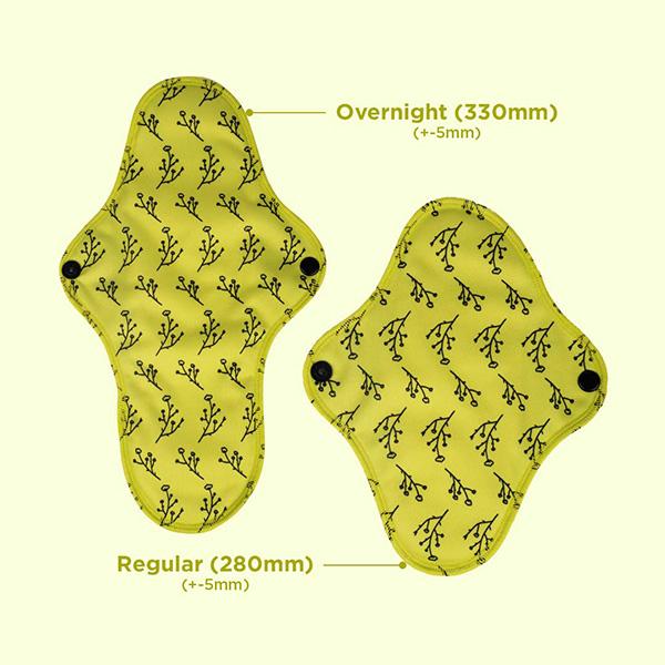 Pee Safe Reusable Sanitary Pads (Regular Pad 3's + Overnight Pad 1's + Leak Proof Pouch 1's) - Sanitary Napkins