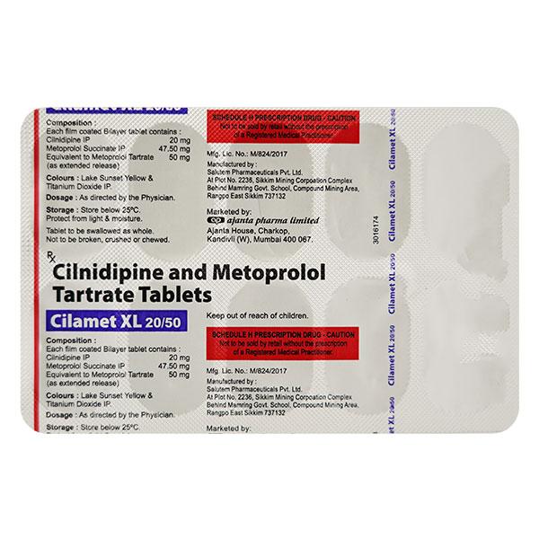 Cilamet XL 20/50mg Tablet 10'S - Hypertension-Bet