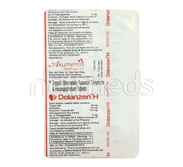 Dolanzen H Tablet 10'S - Pain relief-Ant