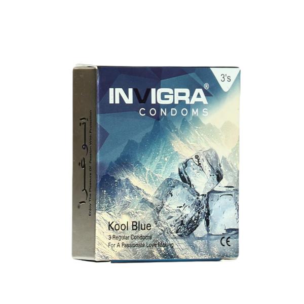 Invigra Condoms - Kool Blue 3's - Plain/Flavoured Condoms