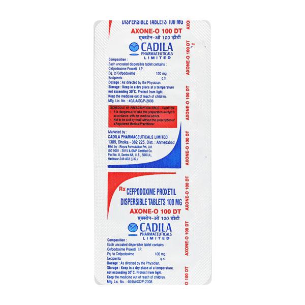 AXONE O DT 100mg Tablet 10's - Bacterial Infections-Cep