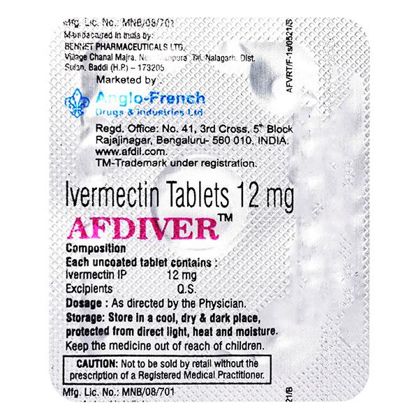 AFDIVER 12mg Tablet 1's - Parasitic Worms-Top