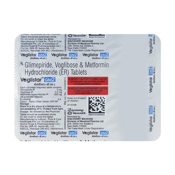 Voglistar GM 2mg Tablet 10'S - Diabetes-Ant