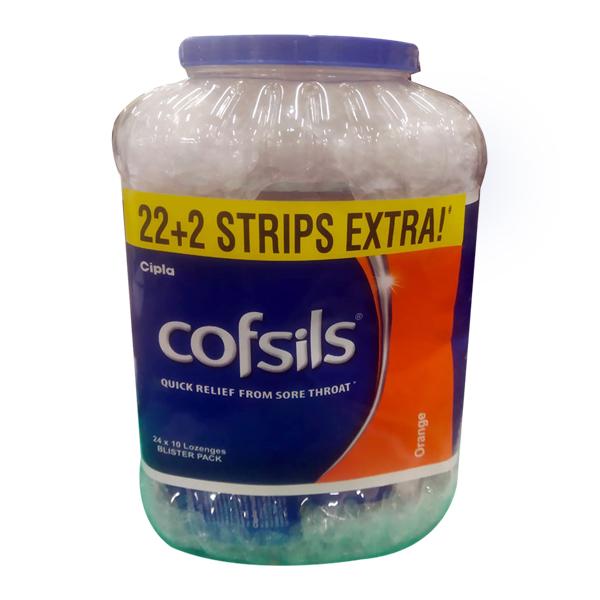 Netmeds | Cofsils Lozenges - Orange (Pack of 24 x 10's) (22's + 2 Strips Extra) (Blister Pack)