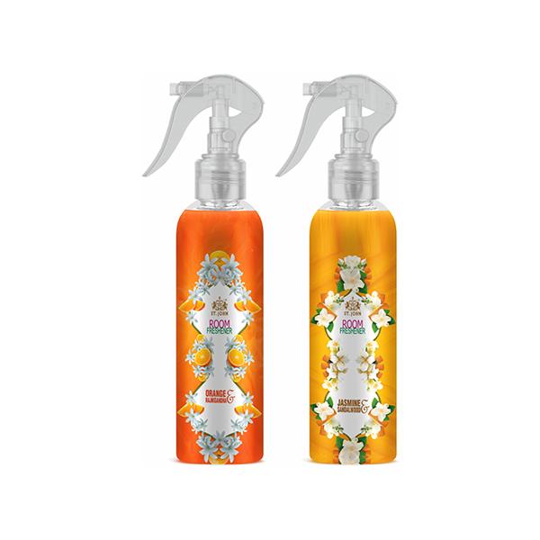 St. John Room Freshener Combo (Orange Rajinigandh + Jasmine Sandalwood) Pack of 2 x 250 ml