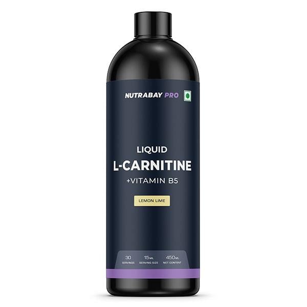 Netmeds | Nutrabay Pro Liquid L Carnitine + Vitamin B5 - Lemon Lime 450 ml