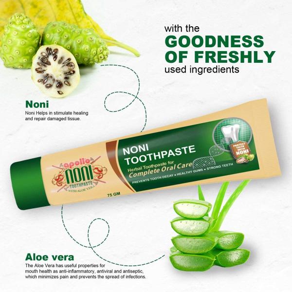 Apollo Noni with Alovera Complete Oral Care Toothpaste 75 gm - Toothpaste