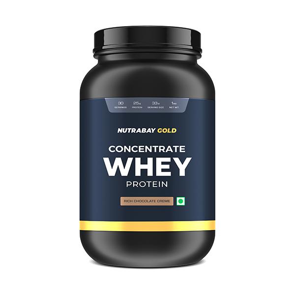 Netmeds | Nutrabay Gold Concentrate Whey Protein - Rich Chocolate Cream 1 kg