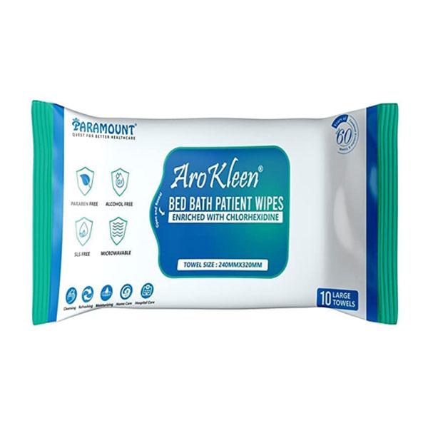 AroKleen Bed Bath Patient Wipes - Chlorhexidine (240 mm x 320 mm) (Pack of 3 x 10's) 1's - Drapes,Caps & Gowns