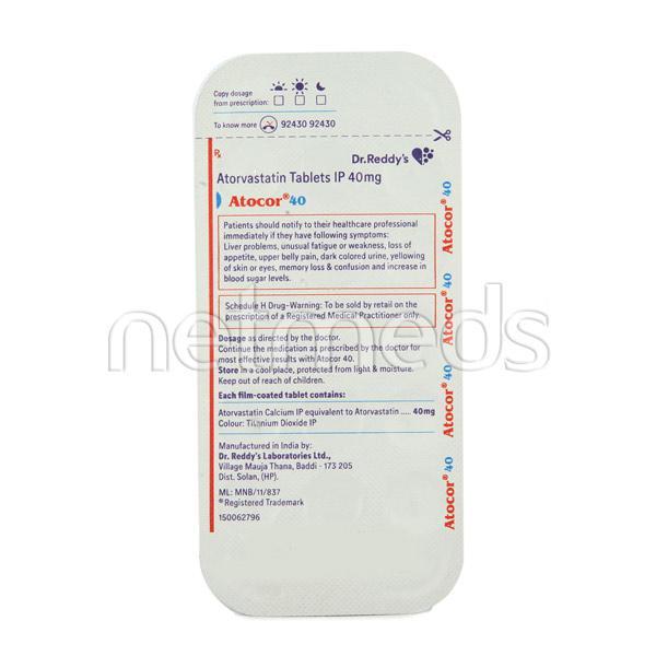Atocor 40mg Tablet 14'S - High Cholesterol-Dys
