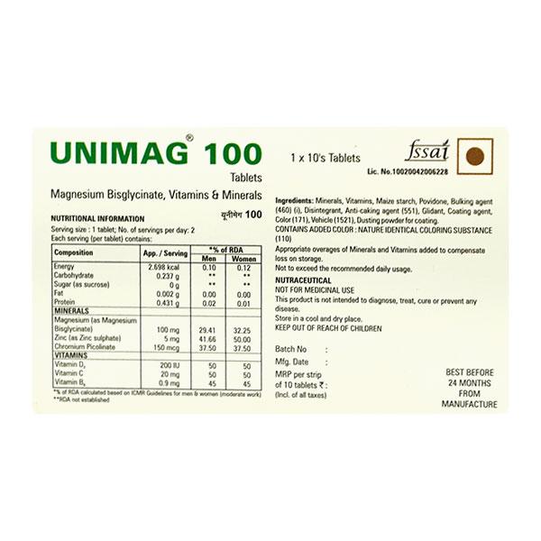 UNIMAG 100 Tablet 10's - Supplements-Vam