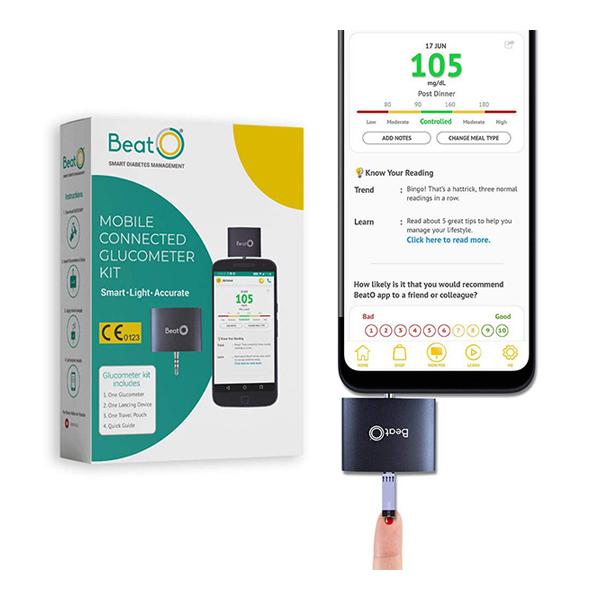 Netmeds | BeatO Smart Glucometer Kit (Mobile Connected Glucometer 1's + Test Strips 50's)