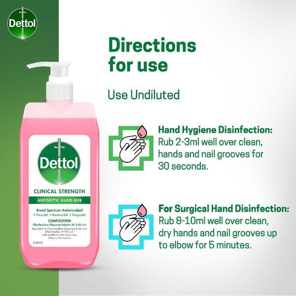 Dettol Clinical Strength Antiseptic Hand Rub Liquid 500 ml - Hand Sanitizer