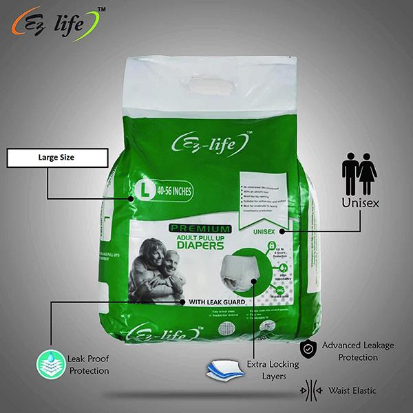 Ez-life Premium Adult Pull Up Diapers (L) (Pack of 2 x 10's) - Adult Diapers & Pads