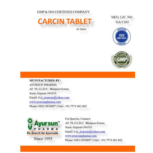 Ayursun Carcin Tablet 60's - Health Products