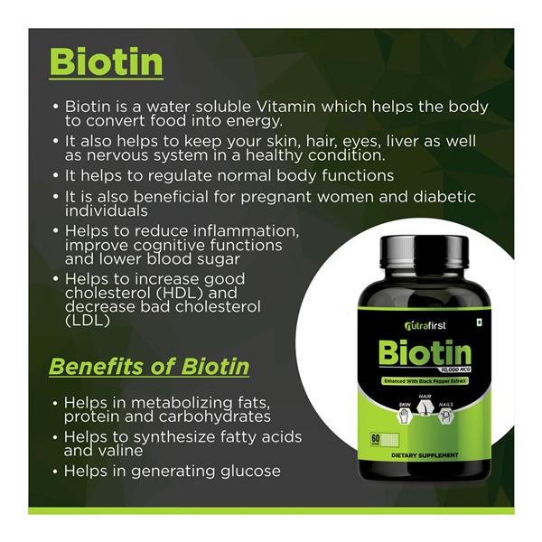 Nutrafirst Biotin 10000 mcg Capsule 60's - Hair & Skin