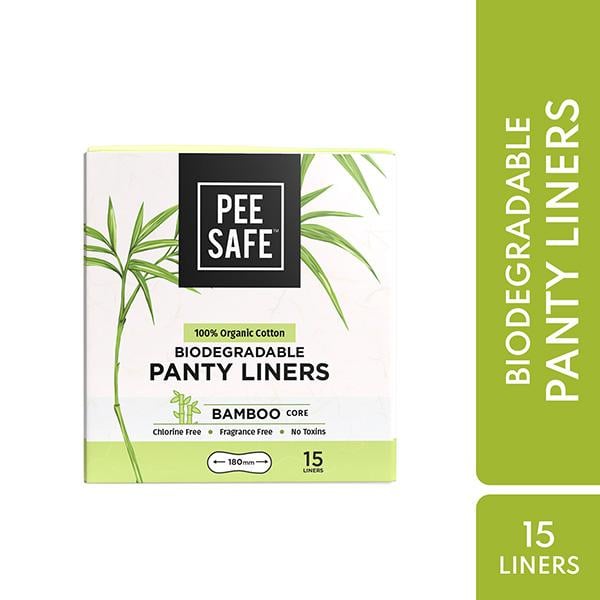 Netmeds | Pee Safe 100% Organic Cotton Biodegradable Panty Liners 15's