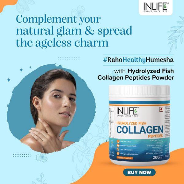Inlife Hydrolyzed Fish Collagen Powder - Orange 200 g - Hair & Skin