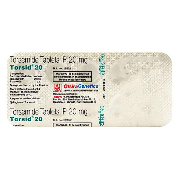 Torsid 20mg Tablet 10'S - Hypertension-Diu